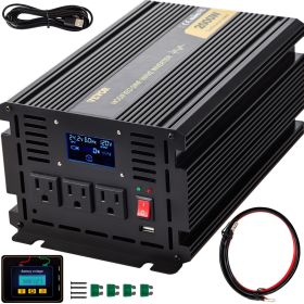 VEVOR Power Inverter, 2000W Modified Sine Wave Inverter, DC 24V to AC 120V Car Converter, with LCD Display, Remote Controller, LED Indicator