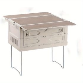 Foldable camping box, storage box, camping equipment picnic table storage box, outdoor luggage organizer, white