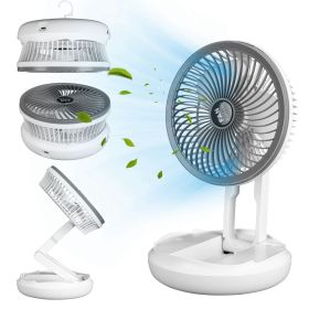 All in 1 Folding Desk Fan USB Desk Fan Small Stretchable Fan with 4 Wind Speeds Hanging Desktop Wall Mounted for Bedroom Dormitory Office Travel Campi