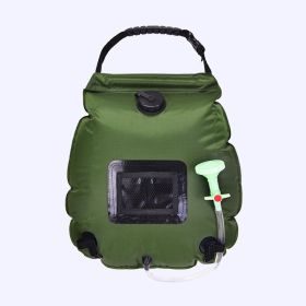 20L Outdoor Bathing Bag Solar Hiking Camping Shower Bag Portable Heating Bathing Water Storage Bag Hose Switchable Shower Head (Color: Green)