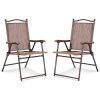 Set of 2 Patio Folding Sling Back Camping Deck Chairs