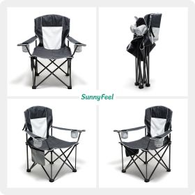 SUNNYFEEL XL Oversized Camping Chair, Folding Camp Chairs for Adults Heavy Duty Big Tall 300 LBS (Color: Grey)