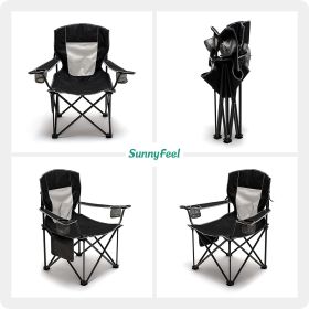 SUNNYFEEL XL Oversized Camping Chair, Folding Camp Chairs for Adults Heavy Duty Big Tall 300 LBS (Color: Black)