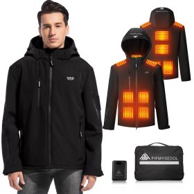 Men's Heated Jacket with Battery Pack, Outdoor Sports Heated Jackets for Men in Black (size: M)