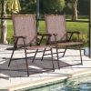 Set of 2 Patio Folding Sling Back Camping Deck Chairs