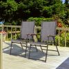 Set of 2 Patio Folding Sling Back Camping Deck Chairs